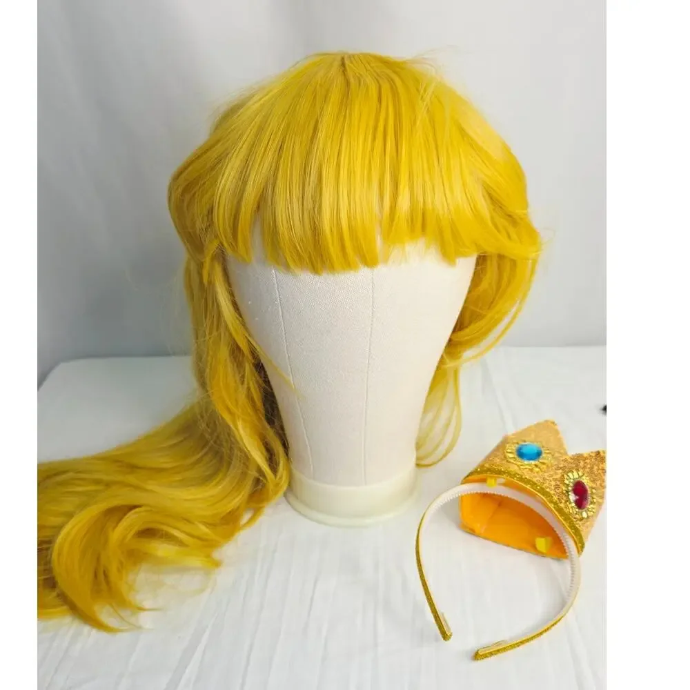 Golden Blonde Mermaid Princess Cosplay Wig Crown Adult Halloween Costume Set